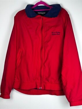Vintage Sportsmaster USA red nylon fleece lined windbreaker jacket XL made USA